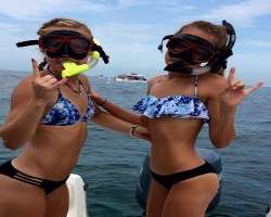 Her first photograph which she shared on Instagram was when she enjoyed scuba diving in Coral Reef, Florida.